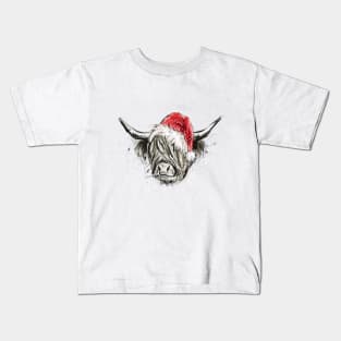 christmas highland cow Kids T-Shirt